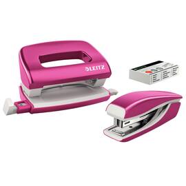Leitz Sparpack: WOW Heftgerät + WOW Locher, mini, pink metallic Artikelbild