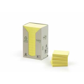 Post-it® Haftnotizen Recycling, 51x38mm, gelb, 100 Blatt pro Block, 24 Blöcke, 1 Packung Artikelbild