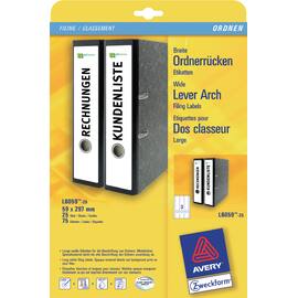 AVERY Zweckform Rückenschilder für Ordner, selbstklebend, 59 x 297 mm, weiß, A4, 75 Stück, 1 Packung Artikelbild