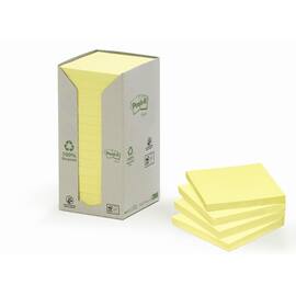 Post-it® Haftnotizen Recycling, 76x76mm, gelb, 100 Blatt pro Block, 16 Blöcke, 1 Packung Artikelbild