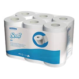Scott® 600-toalettpappersrullar, 2 lager, 600 ark, präglad, 95 mm, vitt produktfoto