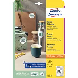 Etikett AVERY rund ø20mm (880) produktbilde