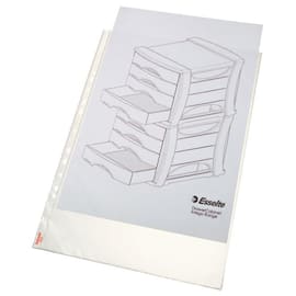 Esselte Plastficka, A3, stansad, 80 mikrometer, polypropylen, jämn, 11 hål, genomskinlig produktfoto