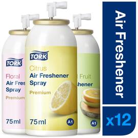 Tork Lufterfrischer Duftpatronen, Raumduft, WC-Spray, Duftmix, 4 Stück pro Sorte, 12 Dosen Artikelbild