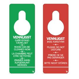 Dørskilt for hotellrom plast rød/grøn produktbilde