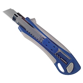 Lyreco PREMIUM Premium Cutter mit Sicherheitsmechanismus, 18mm, mit 3 Klingen, blau, 1 Stück Artikelbild