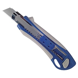 Lyreco PREMIUM Premium Cutter mit Sicherheitsmechanismus, 18mm, mit 3 Klingen, blau, 1 Stück Artikelbild