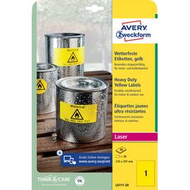 Etikett AVERY polyester 210x297 gul (20) produktbilde