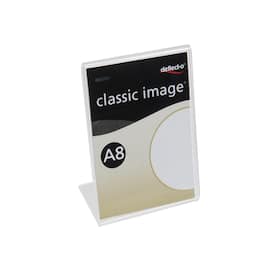 deflecto® Informationsställ acryl A8 lutande produktfoto