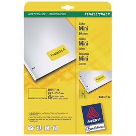 Avery Inkjet-, Laser- und Kopieretiketten L6041-20, A4-Bogen, Gelb, 45,7 x 21,2 mm, 20 Blatt, 960 Etiketten Artikelbild