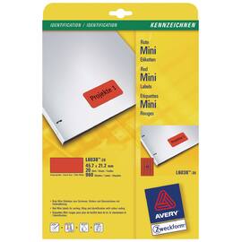 Avery Etiketten L6038-20, ablösbar, 45,7 x 21,2 mm, Rot, 20 Blat, 960 Etiketten Artikelbild