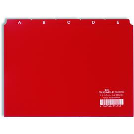 Durable Register A-Z, 25-tlg, für Karteikarten, rot, A5, quer, Plastik, 1 Packung Artikelbild