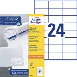 Etikett AVERY Ultragrip 70x36mm (2400) produktbilde