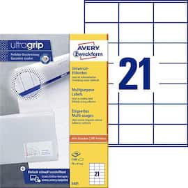 Etikett AVERY Ultragrip 70x41mm (2100) produktbilde