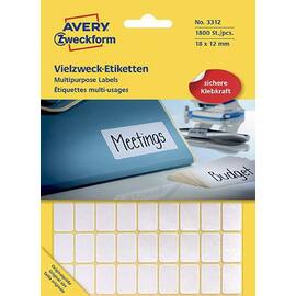 Etikett AVERY manuell 12x18mm hvit(1800) produktbilde