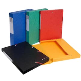 Exacompta Dokumentenbox Exabox, Sammelbox mit Gummi, Manilakarton, A4, 25mm, sortiert, 10 Stück pro Packung Artikelbild