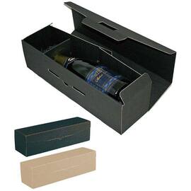 Flaschenkarton Bardolino für 1 Flasche Magnum mit Sichtfenster, liegend, gewellte Oberfläche, inkl. Einlage, 465x135x125mm, natur, 25 Stück Artikelbild