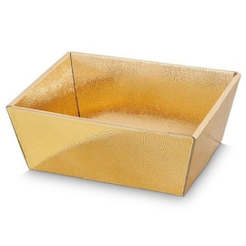 Geschenkkorb metallic gold 4-eckig, Präsentkorb, mit Strukturprägung, klein, 190x140x100mm, 25 Stück Artikelbild