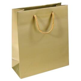 Papiertragetasche Roma mit Textilkordeln, Geschenktasche, 235x105x275mm, matt laminiert, gold, 10 Stück Artikelbild