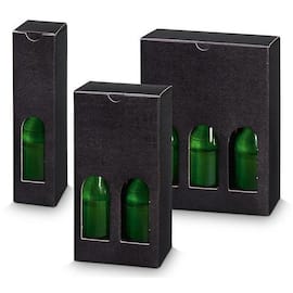 Flaschenkarton mit Leinenstruktur für 2er Piccolo, stehend, 112x55x213mm, schwarz, 50 Stück Artikelbild