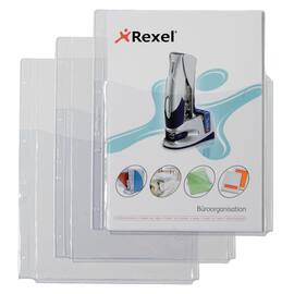 Rexel Prospekthülle, Sichthülle, Klarsichthülle, mit Tasche, A4, oben offen, leicht genarbt, PVC, 180 µm, farblos, 5 Stück pro Packung Artikelbild