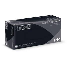 bingold Einweghandschuhe 35BLACK, Handschuhe, Größe M, Nitrilkautschuk, puderfrei, unsteril, schwarz, 100 Stück pro Packung Artikelbild