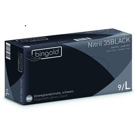 bingold Einweghandschuhe 35BLACK, Handschuhe, Größe L, Nitrilkautschuk, puderfrei, unsteril, schwarz, 100 Stück pro Packung Artikelbild