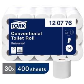 Tork Toilettenpapier Universal, WC-Papier, Klopapier, Tissue (RC), 2-lagig, weiss, 30 Rollen Artikelbild