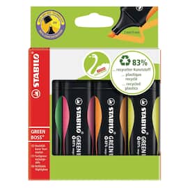 STABILO Textmarker Green Boss, im Etui, Keilspitze, gelb, orange, grün, pink, 1 Packung Artikelbild
