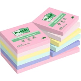 Post-it® Notes 100% recycled 76x76mm sorterade färger produktfoto