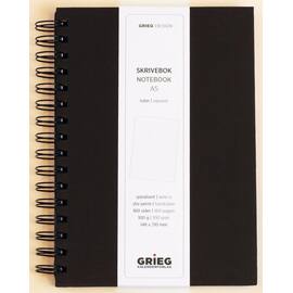 Notatbok GRIEG A5 100g 160s ruter sort produktbilde