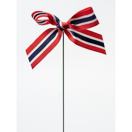 Blomsterpinne m/sløyfe 30cm rød/hvit/blå produktbilde
