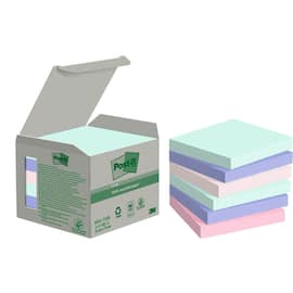 Post-it® Notes 100% recycled 76x76mm sorterade färger produktfoto