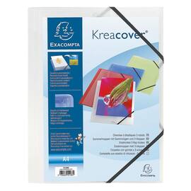 Exacompta Einschlagmappe Kreacover®, Eckspannmappe, Flügelmappe, 3 Klappen, PP, 0,5mm, Eckspanngummi,A4, 240x320mm, weiß, transparent, 1 Stück Artikelbild