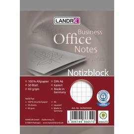 LANDRÉ Notizblock Recycling, Schreibblock, kariert, A6, 50 Blatt, 10 Stück Artikelbild
