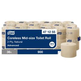 Tork Toalettpapper T7 Advanced utan hylsa Mid 2-lag natur produktfoto