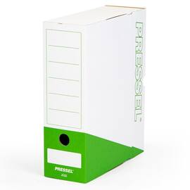 Pressel Archivbox A100, Weiß-Dunkelgrün, 100mm, Karton, neues Design, 20 Stück Artikelbild