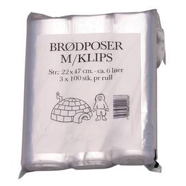 Brødpose plast 220x470mm klips (300) produktbilde