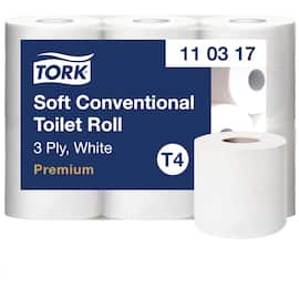 Tork Toilettenpapier Premium, WC-Papier, 3-lagig, 250 Blatt, weiss, 8 Rollen pro Packung Artikelbild