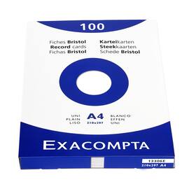 Exacompta Karteikarten A4, blanko, 205g/m², weiß, 100 Stück Artikelbild