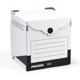 Pressel Sammelbehälter S10, Archivcontainer, Archivdepot, Ordnersammelbox, Weiß-Schwarz, 10 Stück Artikelbild
