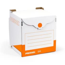 Pressel Sammelbehälter S10, Archivcontainer, Archivdepot, Ordnersammelbox, Weiss-Orange, 10 Stück Artikelbild