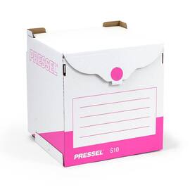 Pressel Sammelbehälter S10, Archivcontainer, Archivdepot, Ordnersammelbox, Weiss-Pink, 10 Stück Artikelbild
