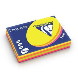 Clairefontaine Multifunktionspapier Trophée, Kopierpapier, Druckerpapier, rosa/gelb/grün/orange intensiv, A4, 80g, 4 x 125 Blatt, 1 Packung Artikelbild