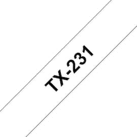 Brother Schriftsatzband TX-231, 12mm x 15,4m weiß/ schwarz Artikelbild