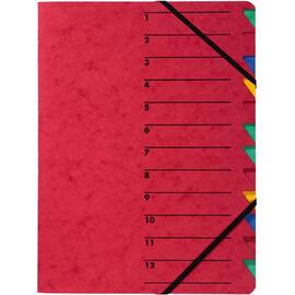 PAGNA Ordnungsmappe Easy, 12 Fächer, rot, für A4  mit Gummizug, 1 Stück Artikelbild