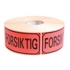Etikett  Forsiktig  50x100mm rull (1000) produktbilde