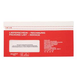docuFIX® Dokumententasche aus Pergamin-Papier, LIEFERSCHEIN - RECHNUNG, haftklebend, C6/5, 229x114mm, rot/weiß, 500 Stück pro Packung Artikelbild