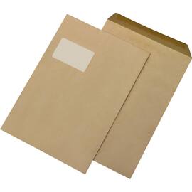 MAILmedia® Kuvert, Versandtasche, C4, Nassklebung, 90g, mit Fenster, braun, 229x324mm, 250 Stück Artikelbild