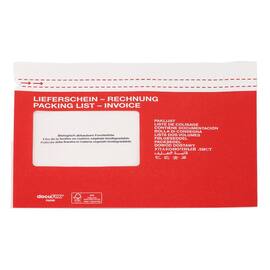 docuFIX® Dokumententasche aus Pergamin-Papier, LIEFERSCHEIN - RECHNUNG, haftklebend, C5, 229x154mm, rot/weiss, 500 Stück pro Packung Artikelbild